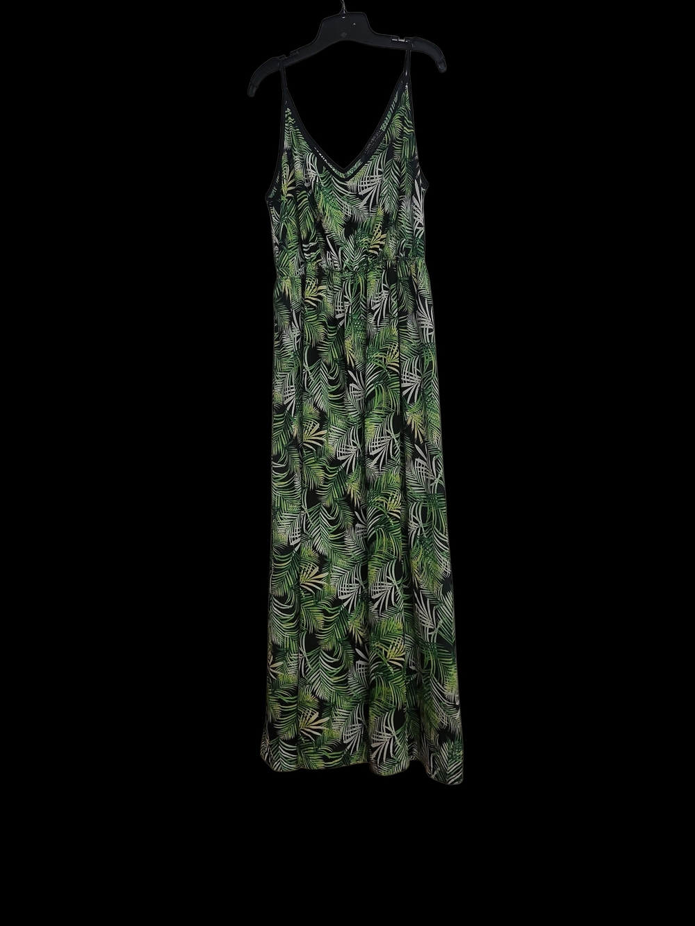 Forever 21 Plus Green and Black Tropical Print Maxi Dress 3X Euc